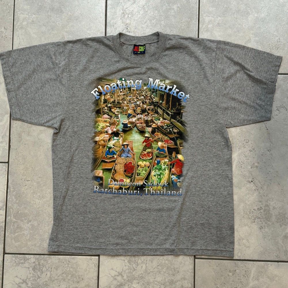 Vintage Thailand Floating Market T-Shirt Gray Size XL